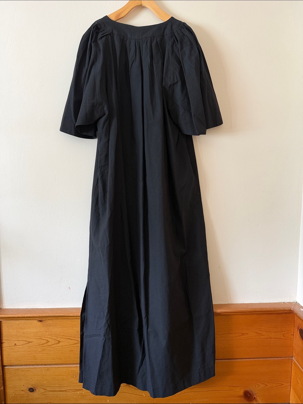 Pomander Place Black Cotton Maxi Dress Size XXXL Flutter Sleeve Boho Midi - Picture 4 of 5